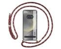Funda Colgante Transparente para Samsung Galaxy S24 5G con Cordon Rosa / Dorado