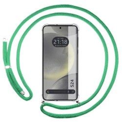 Funda Colgante Transparente para Samsung Galaxy S24 5G con Cordon Verde Agua