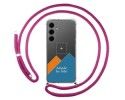 Personaliza tu Funda Colgante Transparente para Samsung Galaxy S24+ Plus 5G con Cordon Rosa Fucsia Dibujo Personalizada