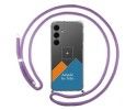 Personaliza tu Funda Colgante Transparente para Samsung Galaxy S24+ Plus 5G con Cordon Morado Dibujo Personalizada