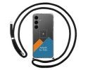 Personaliza tu Funda Colgante Transparente para Samsung Galaxy S24+ Plus 5G con Cordon Negro Dibujo Personalizada