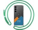 Personaliza tu Funda Colgante Transparente para Samsung Galaxy S24+ Plus 5G con Cordon Verde Agua Dibujo Personalizada