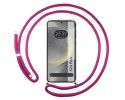 Funda Colgante Transparente para Samsung Galaxy S24+ Plus 5G con Cordon Rosa Fucsia