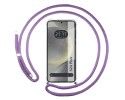Funda Colgante Transparente para Samsung Galaxy S24+ Plus 5G con Cordon Morado