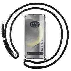 Funda Colgante Transparente para Samsung Galaxy S24+ Plus 5G con Cordon Negro