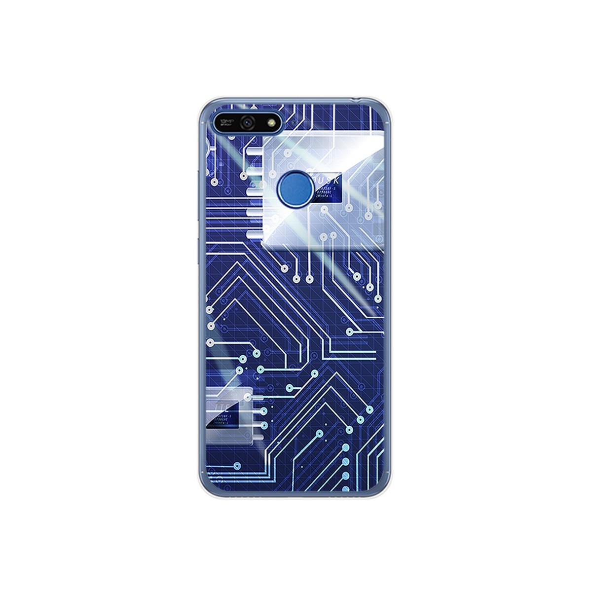 Funda Gel Tpu para Huawei Honor 7A / Y6 2018 Diseño Circuito Dibujos