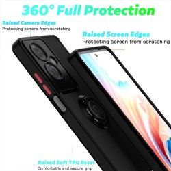 Funda Mate con Borde Negro y Anillo Giratorio 360 para Oppo A79 5G 2