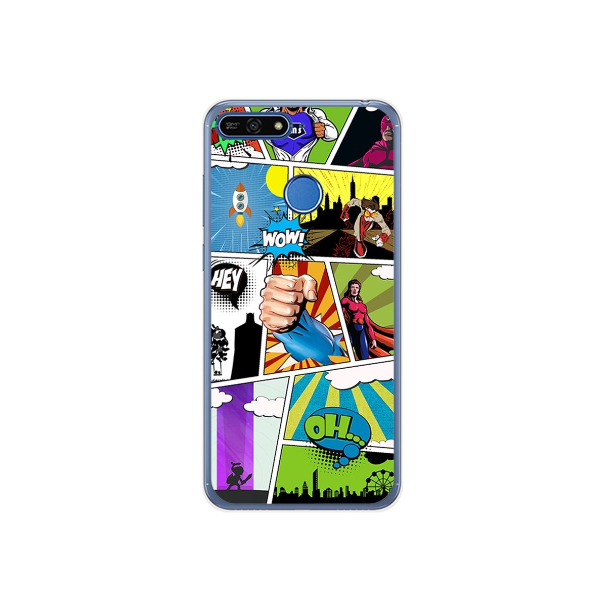 Funda Gel Tpu para Huawei Honor 7A / Y6 2018 Diseño Comic Dibujos