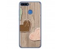 Funda Gel Tpu para Huawei Honor 7A / Y6 2018 Diseño Corazones Madera Dibujos