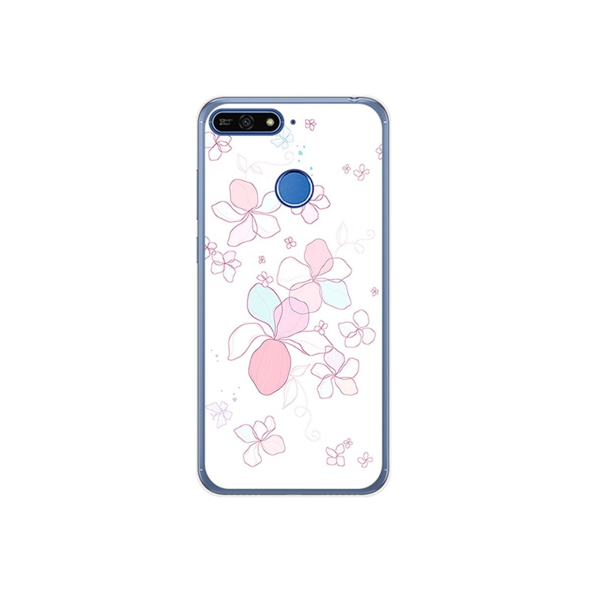 Funda Gel Tpu para Huawei Honor 7A / Y6 2018 Diseño Flores Minimal Dibujos