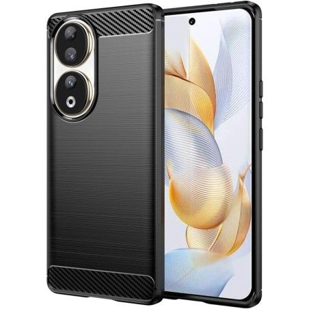 Funda Gel Tpu Tipo Carbon Negra para Huawei Honor 90 5G