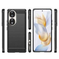 Funda Gel Tpu Tipo Carbon Negra para Huawei Honor 90 5G 2