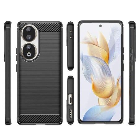 Funda Gel Tpu Tipo Carbon Negra para Huawei Honor 90 5G