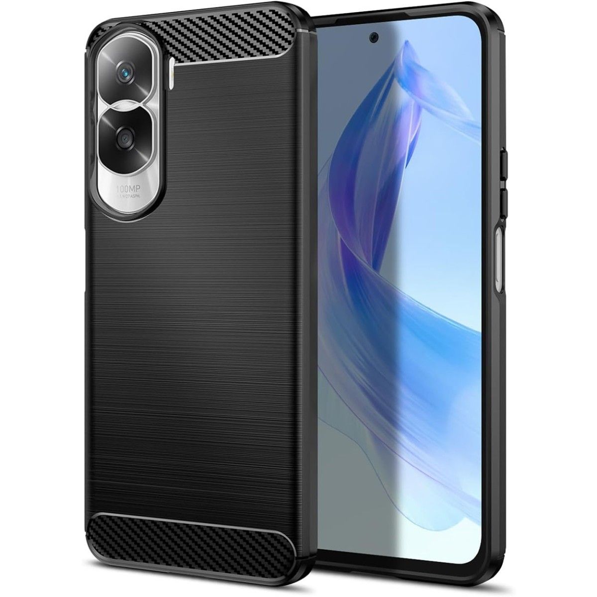 Funda Gel Tpu Tipo Carbon Negra para Huawei Honor 90 lite 5G