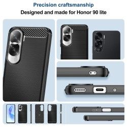 Funda Gel Tpu Tipo Carbon Negra para Huawei Honor 90 lite 5G 2