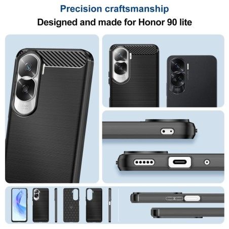Funda Gel Tpu Tipo Carbon Negra para Huawei Honor 90 lite 5G