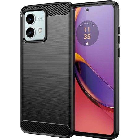 Funda Gel Tpu Tipo Carbon Negra para Motorola Moto G84 5G