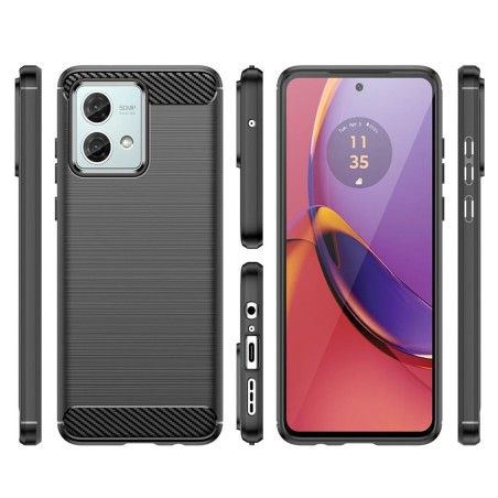 Funda Gel Tpu Tipo Carbon Negra para Motorola Moto G84 5G