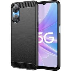 Funda Gel Tpu Tipo Carbon Negra para Oppo A78 5G