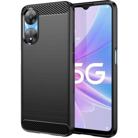 Funda Gel Tpu Tipo Carbon Negra para Oppo A78 5G