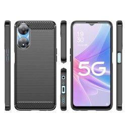 Funda Gel Tpu Tipo Carbon Negra para Oppo A78 5G 2
