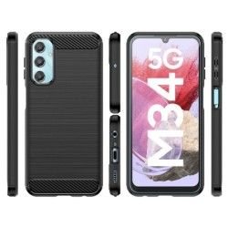 Funda Gel Tpu Tipo Carbon Negra para Samsung Galaxy M34 5G 2