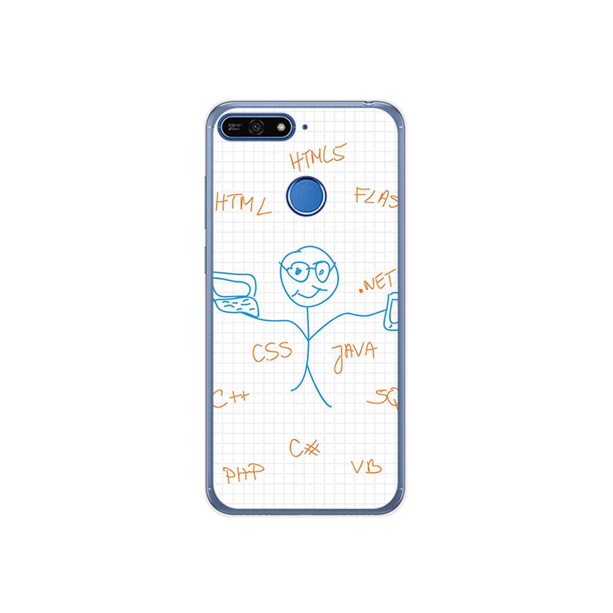 Funda Gel Tpu para Huawei Honor 7A / Y6 2018 Diseño Informatico Dibujos