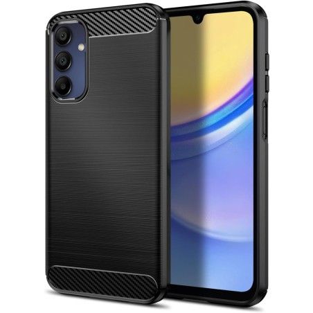 Funda Gel Tpu Tipo Carbon Negra para Samsung Galaxy A15 4G / 5G