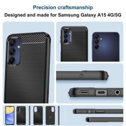 Funda Gel Tpu Tipo Carbon Negra para Samsung Galaxy A15 4G / 5G 2