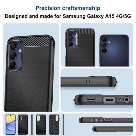 Funda Gel Tpu Tipo Carbon Negra para Samsung Galaxy A15 4G / 5G