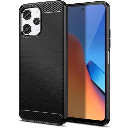 Funda Gel Tpu Tipo Carbon Negra para Xiaomi Redmi 12 5G
