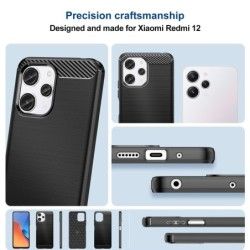 Funda Gel Tpu Tipo Carbon Negra para Xiaomi Redmi 12 5G 2