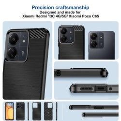 Funda Gel Tpu Tipo Carbon Negra para Xiaomi Redmi 13C 2