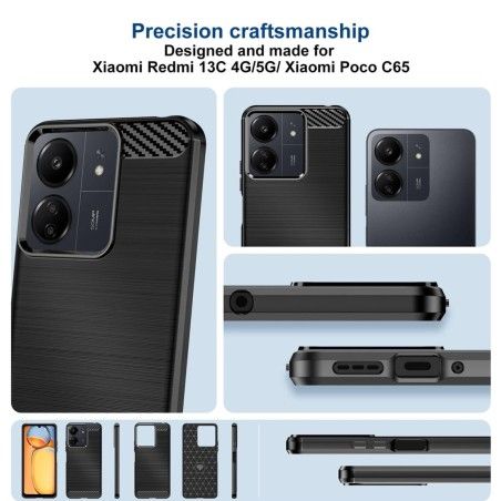 Funda Gel Tpu Tipo Carbon Negra para Xiaomi Redmi 13C