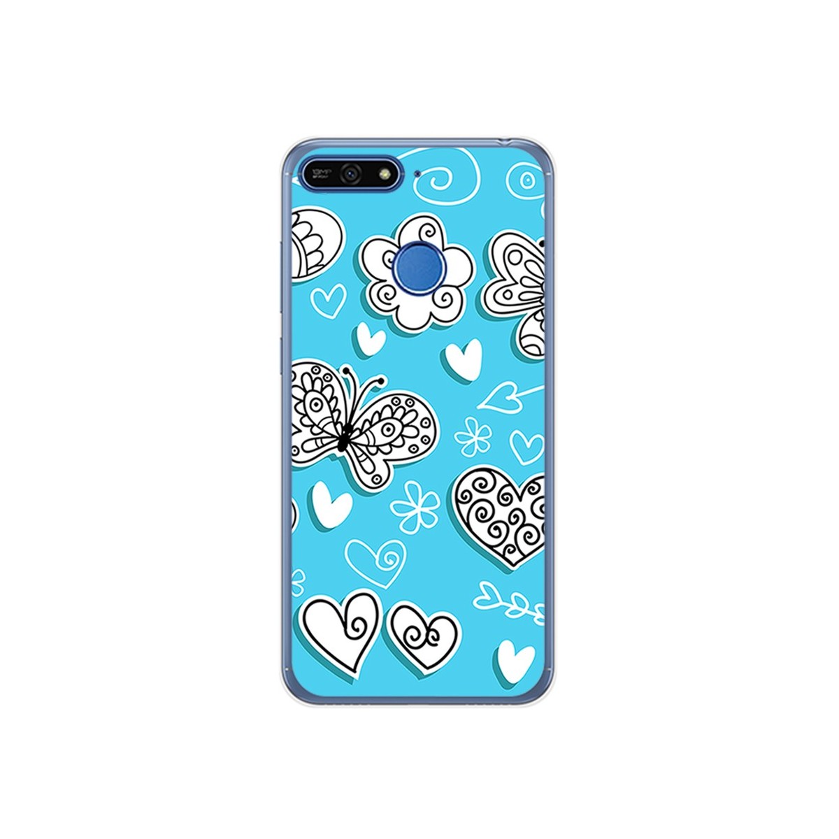 Funda Gel Tpu para Huawei Honor 7A / Y6 2018 Diseño Mariposas Dibujos