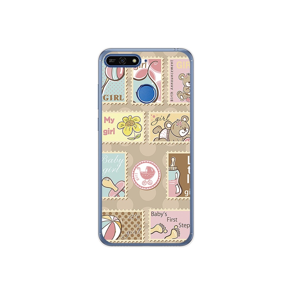 Funda Gel Tpu para Huawei Honor 7A / Y6 2018 Diseño Sellos Dibujos