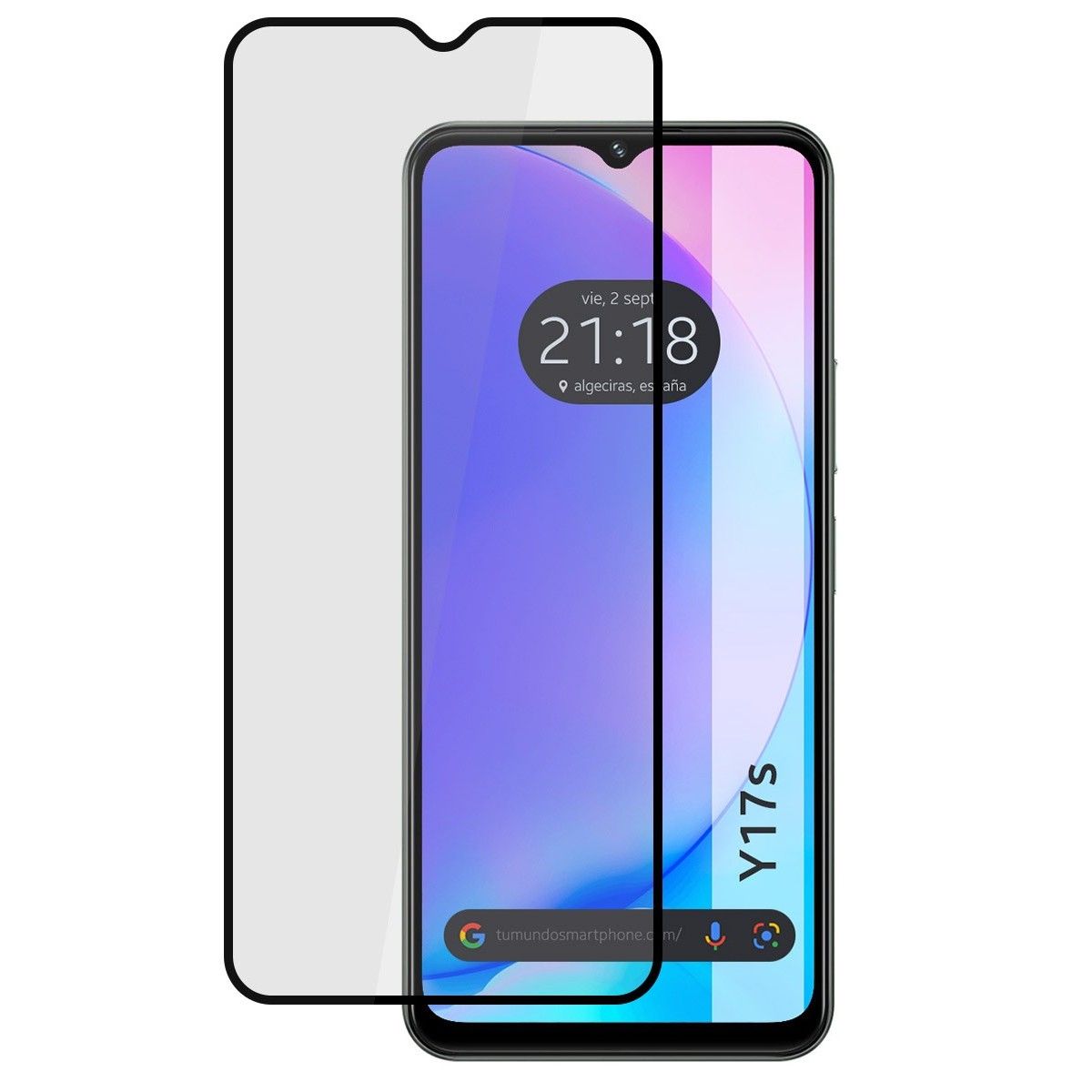 Protector Cristal Templado Completo 5D Full Glue Negro para Vivo Y17s Vidrio