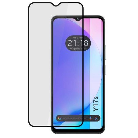 Protector Cristal Templado Completo 5D Full Glue Negro para Vivo Y17s Vidrio