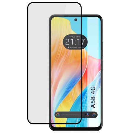 Protector Cristal Templado Completo 5D Full Glue Negro para Oppo A58 4G Vidrio