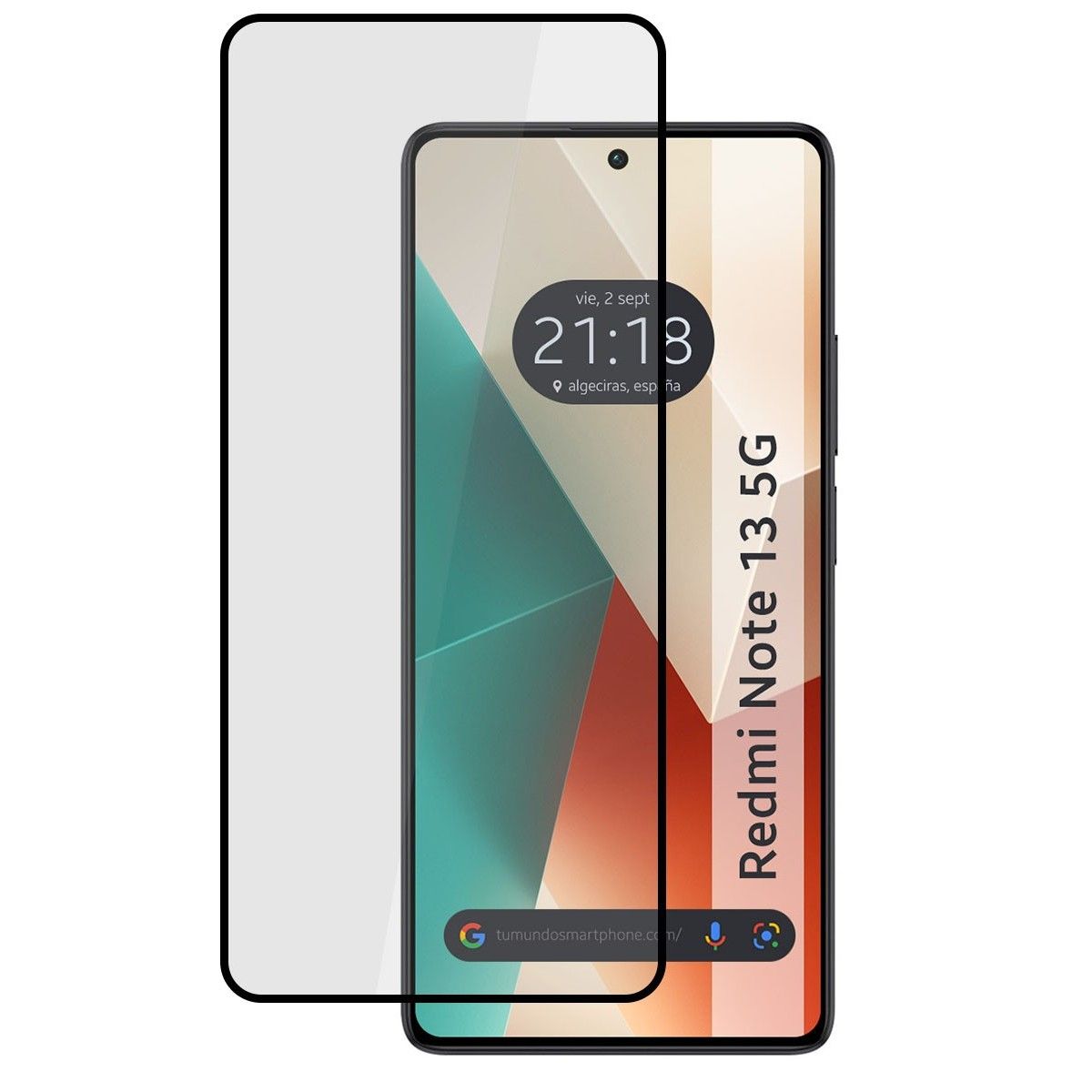 Protector Cristal Templado Completo 5D Full Glue Negro para Xiaomi Redmi Note 13 5G Vidrio