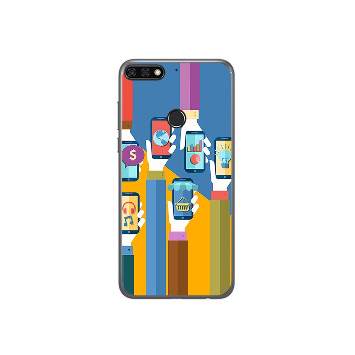 Funda Gel Tpu para Huawei Honor 7C / Y7 2018 Diseño Apps Dibujos