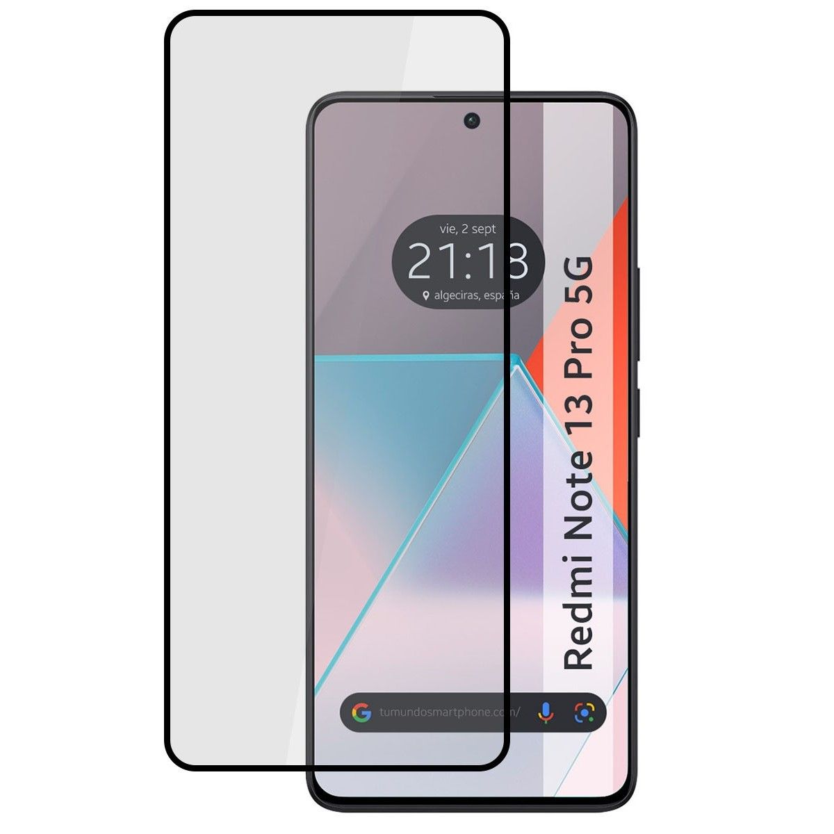 Protector Cristal Templado Completo 5D Full Glue Negro para Xiaomi Redmi Note 13 Pro 5G Vidrio