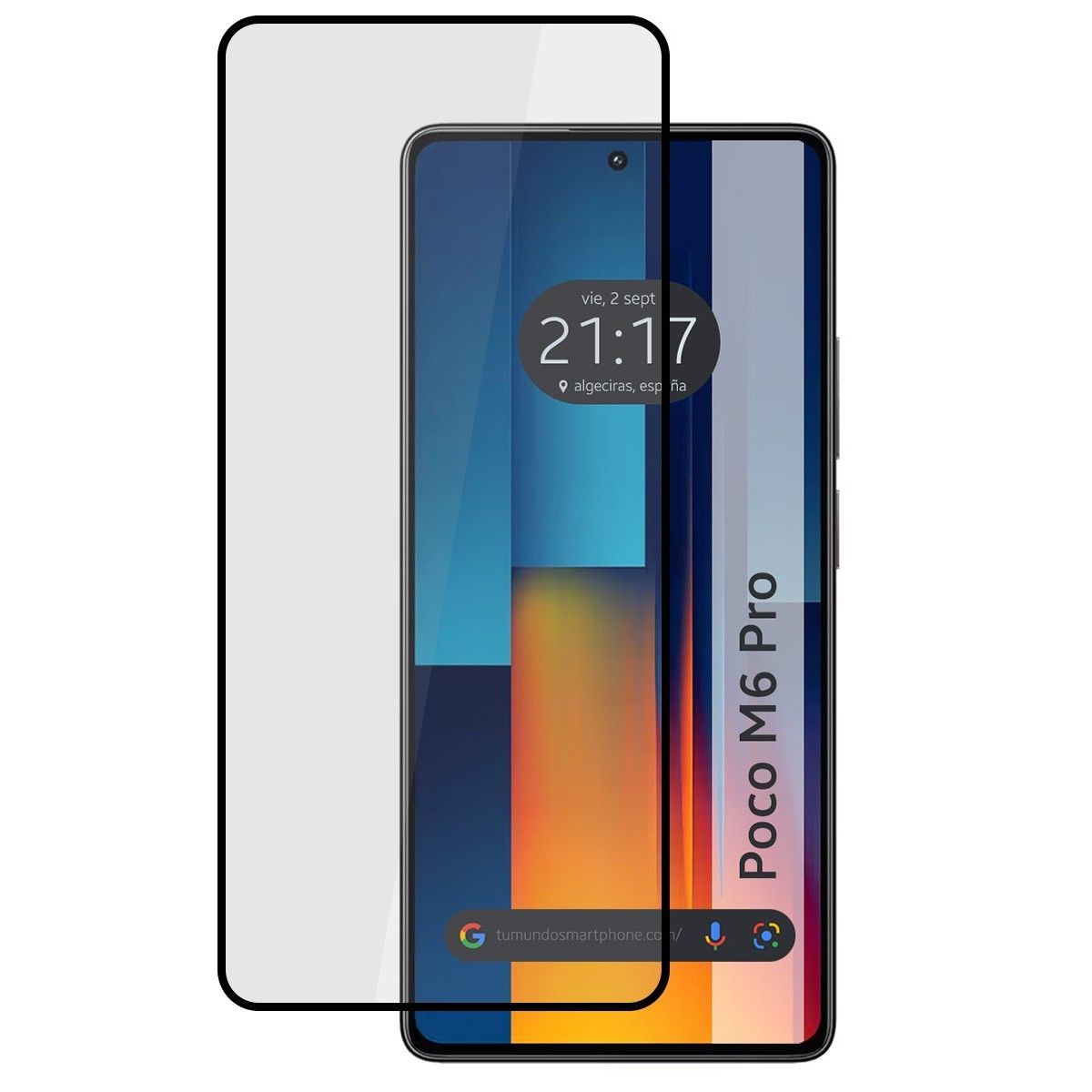 Protector Cristal Templado Completo 5D Full Glue Negro para Xiaomi Poco M6 Pro 4G Vidrio