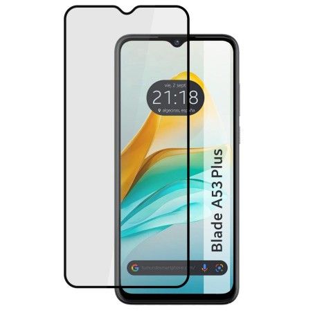 Protector Cristal Templado Completo 5D Full Glue Negro para Zte Blade A53 Plus Vidrio