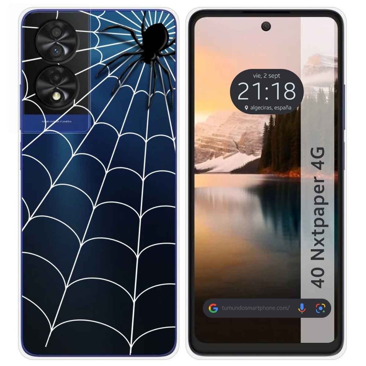 Funda Silicona Transparente para TCL 40 NXTPAPER diseño Araña Dibujos