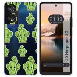 Funda Silicona Transparente para TCL 40 NXTPAPER diseño Cactus Dibujos