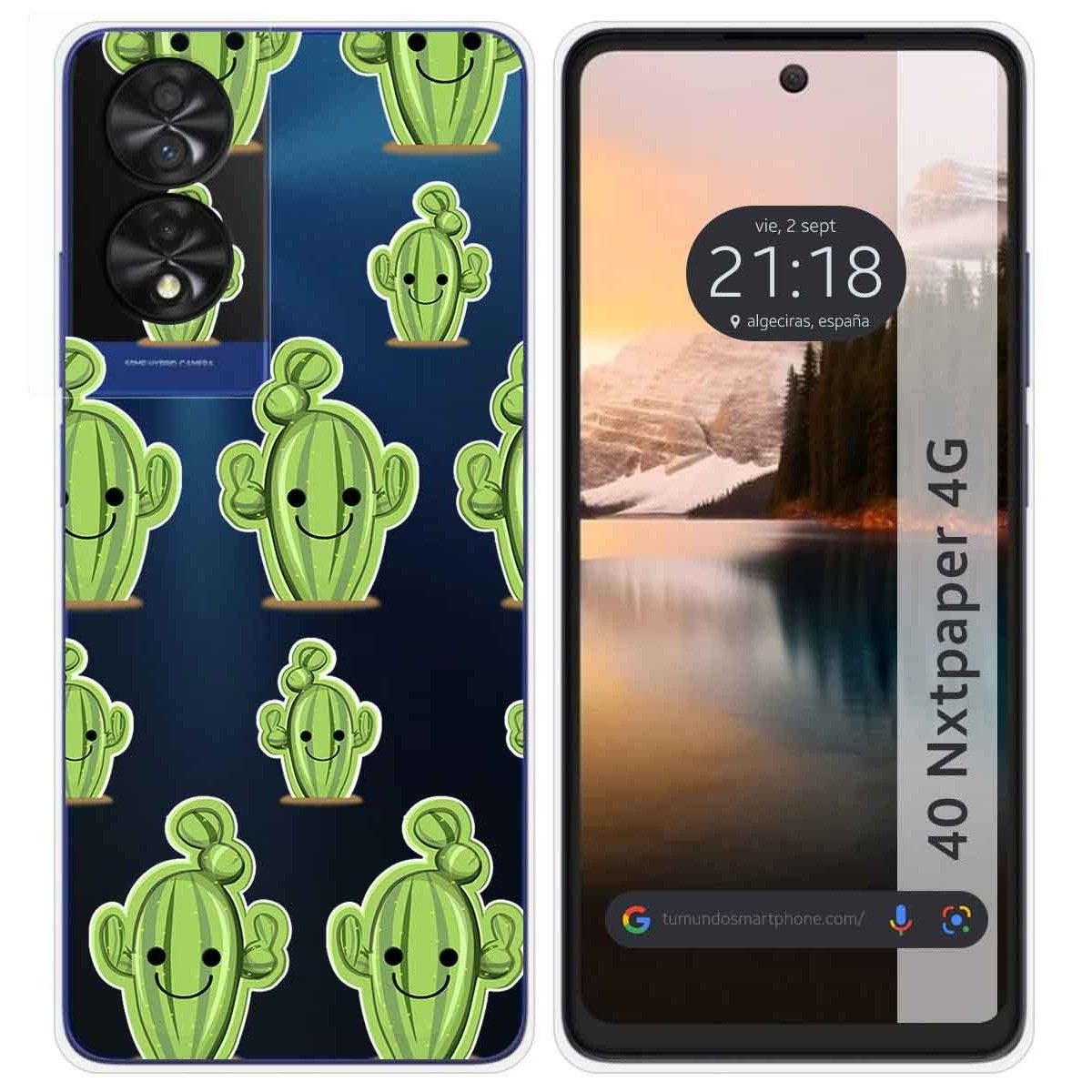 Funda Silicona Transparente para TCL 40 NXTPAPER diseño Cactus Dibujos