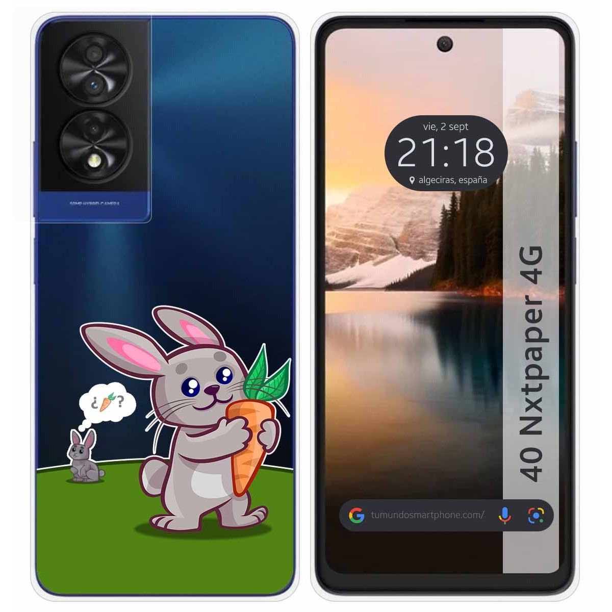 Funda Silicona Transparente para TCL 40 NXTPAPER diseño Conejo Dibujos