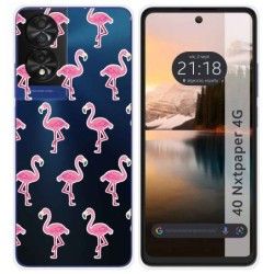 Funda Silicona Transparente para TCL 40 NXTPAPER diseño Flamenco Dibujos