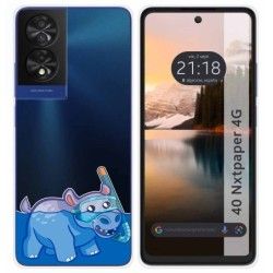 Funda Silicona Transparente para TCL 40 NXTPAPER diseño Hipo Dibujos